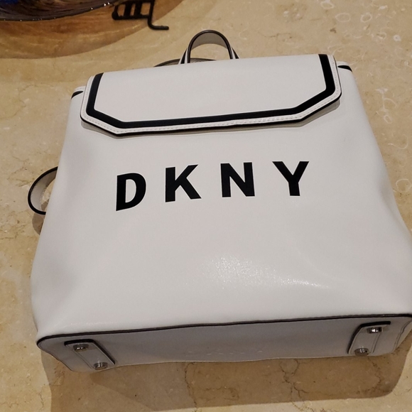 Dkny Bags Dkny Backpack White Leather With Black Trimmings Poshmark